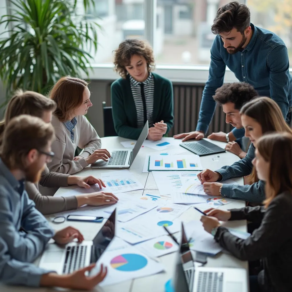 Equipo colaborando en un proyecto de optimización